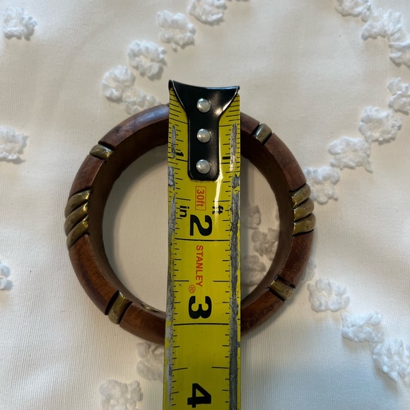 Kenneth Lane GORGOUS wood and brass bangle bracelet chunky statement piece - Picture 6 of 9
